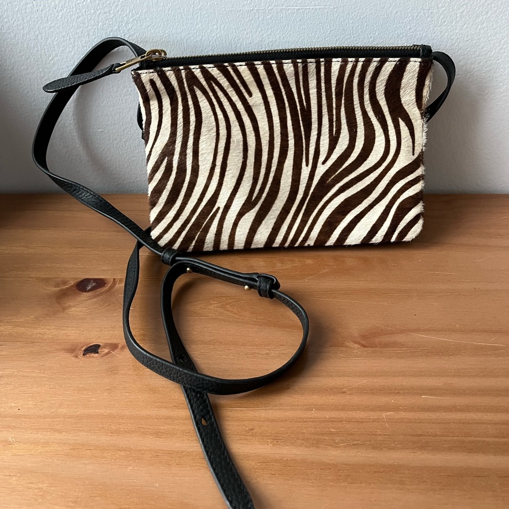 Banana Republic Leather Animal Print Cow Hide Cross Body Bag, Never Used